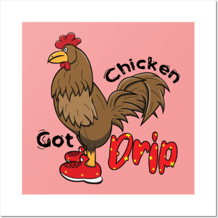 Chicken With Shoes Brown Red DRIP Posters and Art